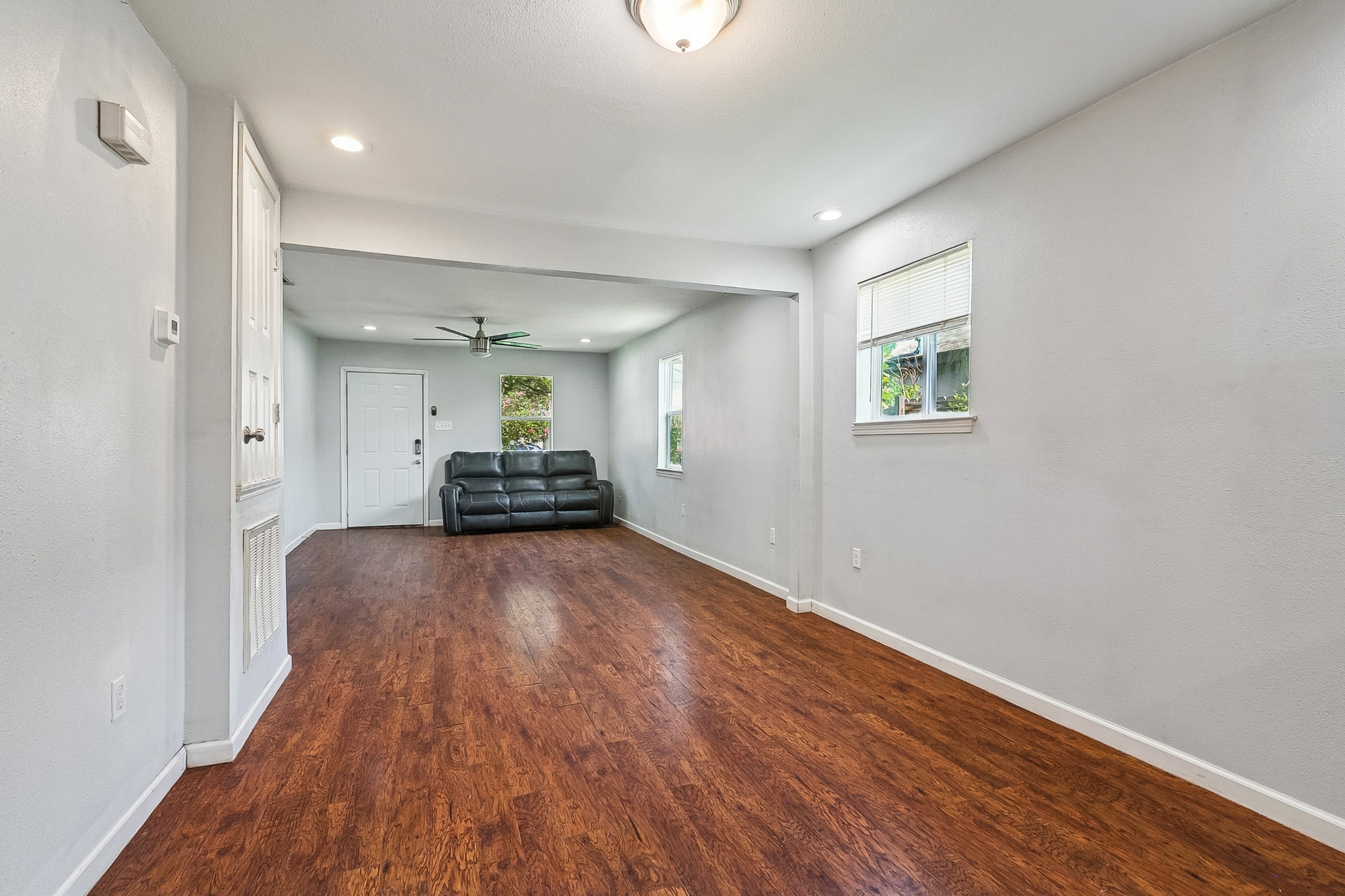 Open living and dining room